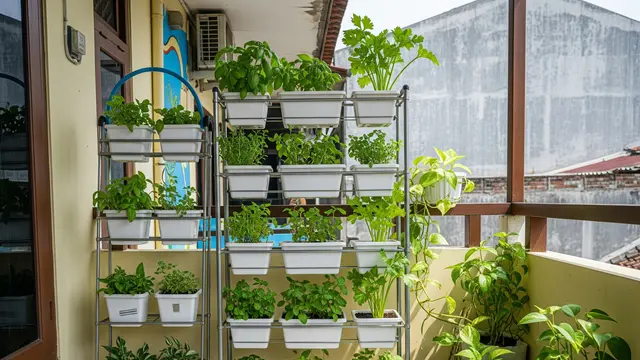 Kebun Rak Bertingkat di Teras