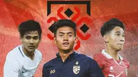 Ilustrasi - Akhyar Rashid, Marselino Ferdinan, Suphanat Mueanta Background Logo Piala AFF&nbsp;(Bola.com/Bayu Kurniawan Santoso)