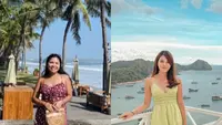 Liburan di pantai, Giovani dan Felicia tampil mengenakan dress spaghetti strap. Keduanya pun membawa tas anyam etniknya. @feliciahutapeaaa/@chengiovanis
