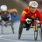 Zhou Hongzhuan mencatatkan rekor dunia di nomor 400 meter T53 putri. (REUTERS/Jason Cairnduff)