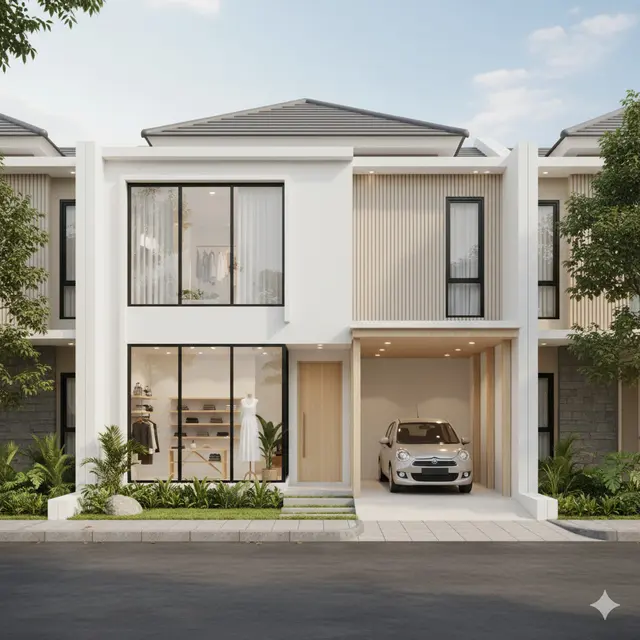 7 Model Rumah Minimalis Depan Ada Garasi dan Ruang Dagang, Solusi Hunian Fungsional dan Estetis di Lahan Terbatas