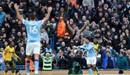 Selebrasi pemain Manchester City saat mengalahkan Wolverhampton (AFP)