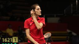 Pebulutangkis putri Turki, Neslihan Yigit, salah satu pemain yang banyak diincar kamera penonton dan fotografer. (Bola.com/Arief Bagus)