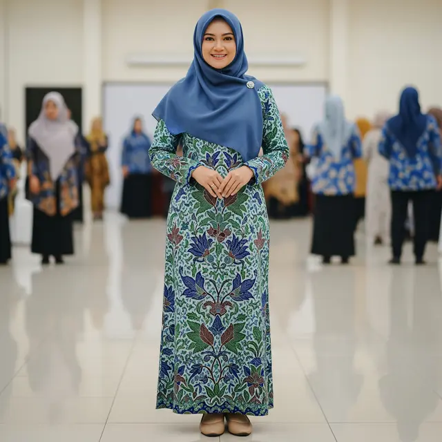 9 Model Gamis Batik untuk Perkumpulan Wanita