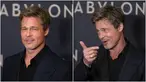 Foto kolase saat aktor Brad Pitt tiba pada acara premiere film Babylon di Paris, Prancis, 14 Januari 2023. (AP Photo/Michel Euler)