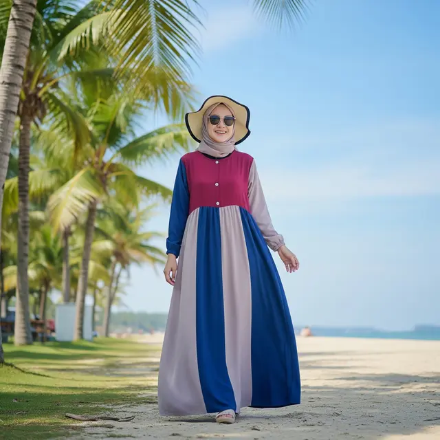 9 Model Gamis A-line dari Rayon untuk Liburan, Pilihan Tepat Tampil Nyaman