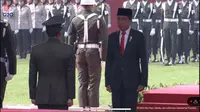 Presiden Joko Widodo (Jokowi) memimpin upacara peringatan Hari Kesaktian Pancasila yang dilaksanakan di Monumen Pancasila Sakti, Lubang Buaya, Jakarta Timur pada Sabtu (1/10/2022). (Liputan6.com/Delvira Hutabarat)