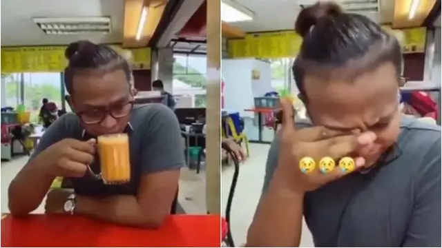 Pria Ini Terharu saat Minum Teh Tarik