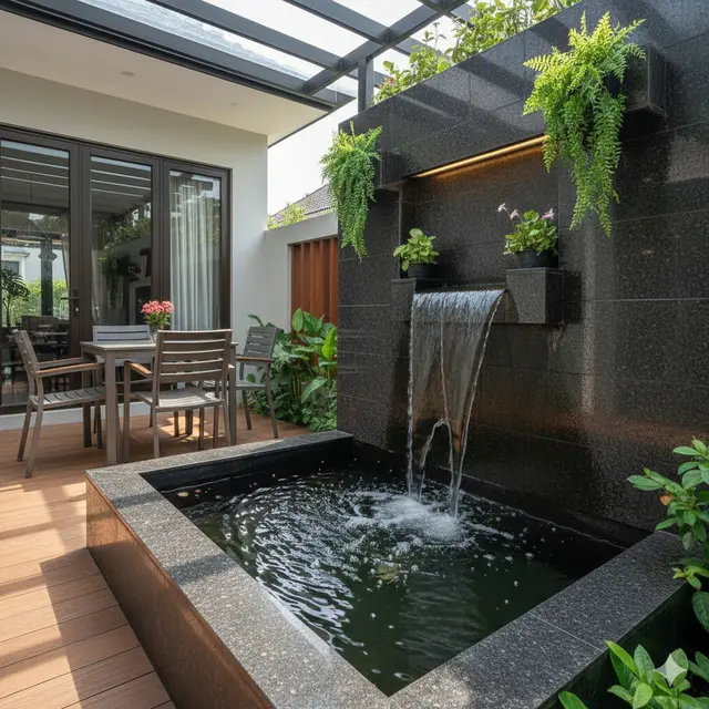 Model Kolam Ikan Mini di Teras Rumah yang Simple tapi Cantik