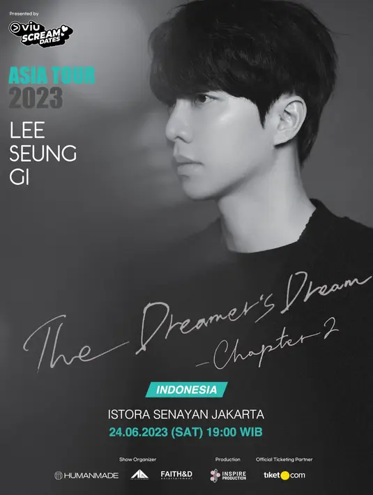 <p>Fan meeting Lee Seung Gi yang bertajuk The Dreamer's Dream &ndash; Chapter 2 akan dilangsungkan di Indonesia Convention Exhibition (ICE) BSD City pada 24 Juni 2023. Tiket dijual dengan rentang harga Rp 850.000 - 3.000.000. (Foto: Viu)</p>