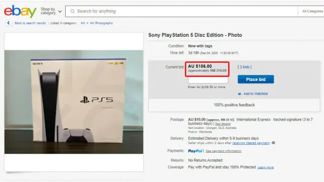 Foto PS 5 di e-commerce