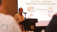 Ketua Umum Kamar Dagang dan Industri, Rosan P. Roeslani saat berpidato pada pertemuan dengan MAVCAP (Malaysia Venture Capital Management Berhad)  di Jakarta, Selasa (23/2). (Liputan6.com/Angga Yuniar)