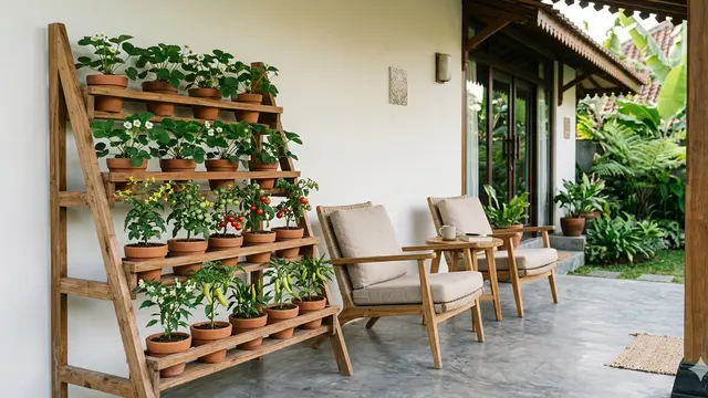 Inspirasi Kebun Buah Berbunga di Teras