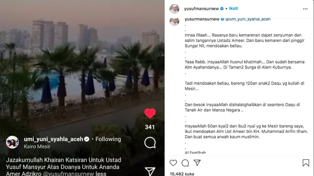 Ameer Azzikra Meninggal Dunia, Ustaz Yusuf Mansur: Rasanya Baru Kemarin Salim Tangannya