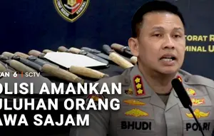 Polisi Amankan Puluhan Orang Bawa Sajam