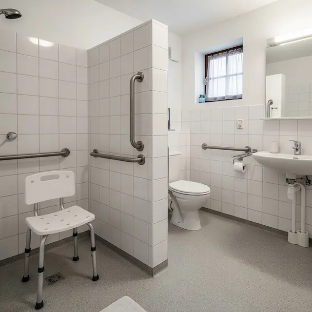 Contoh Kamar Mandi Aman untuk Lansia di Rumah Desa (AI)