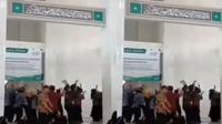 Nampak kerumunan mahasiswa berjoget di dalam bangunan masjid  di kawasan kampus UIN KHAS Jember (Istimewa)