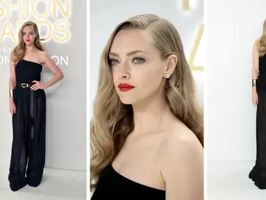 Foto kolase Amanda Seyfried saat menghadiri CFDA Fashion Awards di Cipriani South Street di New York pada Senin, 7 November 2022. (Photo by Evan Agostini/Invision/AP)