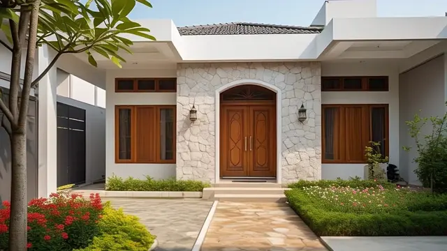 Rumah Minimalis dengan Taman Depan dan Jalur Batu Alam