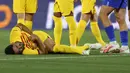 Pemain Barcelona, Ilkay Gundogan mengeram kesakitan saat laga pekan pertama Liga Spanyol 2023/2024 melawan Getafe di Coliseum Alfonso Perez Stadium, Getafe, Spanyol, 14 Agustus 2023 WIB. (AFP/Javier Soriano)