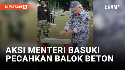 VIDEO: Menteri Basuki Pecahkan Balok Beton, Debus?