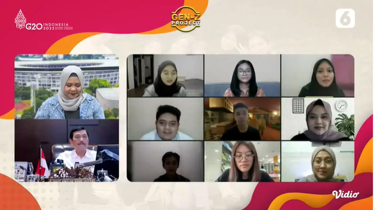 Menteri Koordinator bidang Kemaritiman dan Investasi Luhut Binsar Pandjaitan pada acara Gen Z dan Menko Marvest Luhut Binsar Pandjaitan yang digelar Liputan6.com, Kamis (24/11/2022).