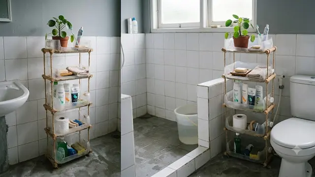 Rak Kamar Mandi dari Galon Bekas