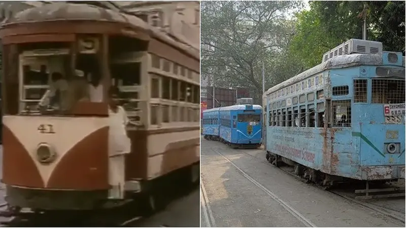 6 Potret Jadul Trem di India Tahun 1900-an, Kereta Kecil di Jalan Raya