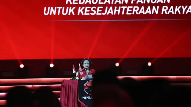 Ketua Umum PDIP Megawati Soekarnoputri dalam Rakernas PDIP, Jumat (29/9/2023).
