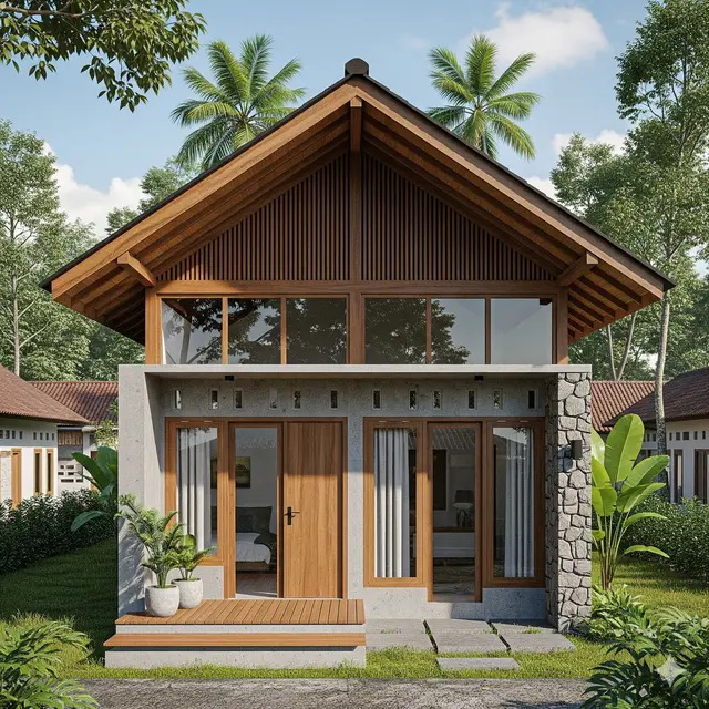 Rumah Tropis Modern dengan Atap Tinggi