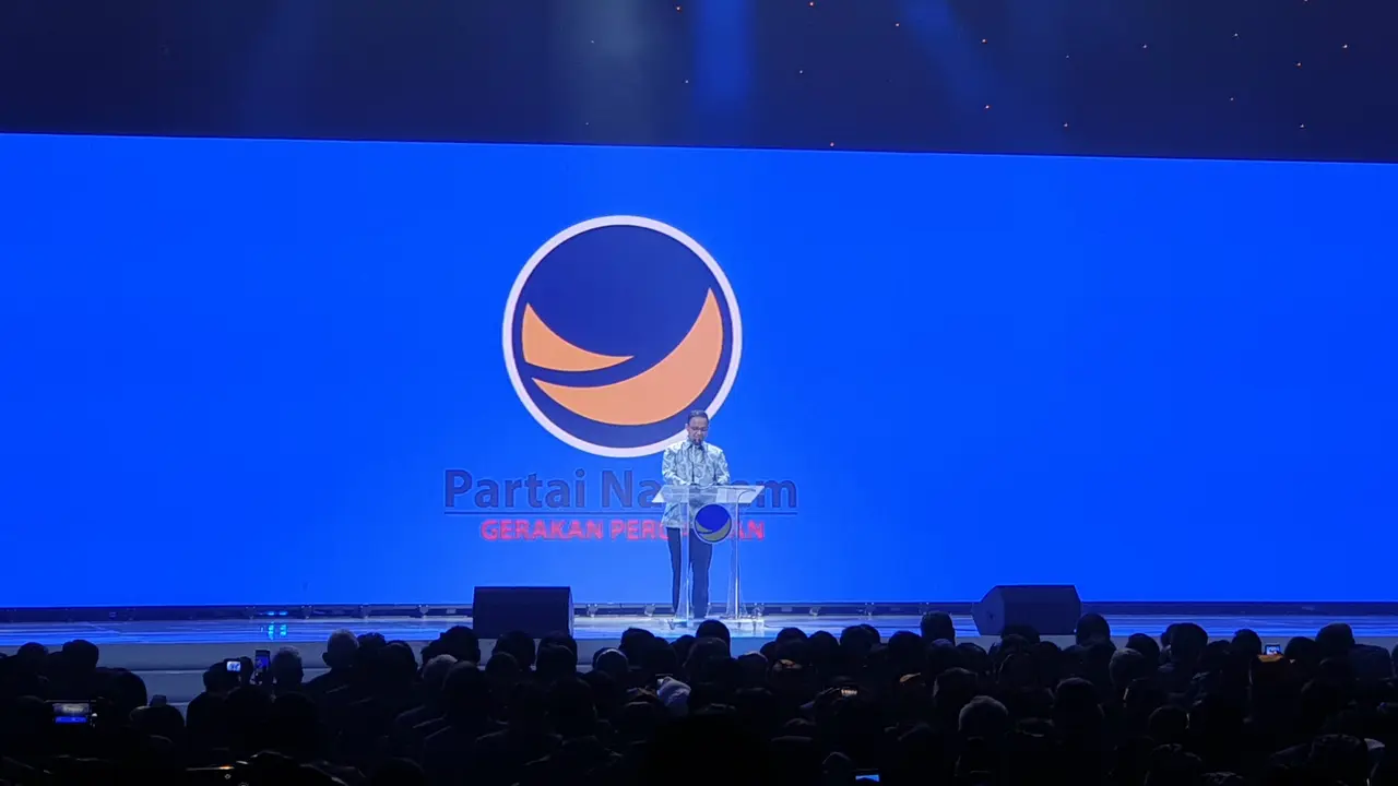 Gubernur DKI Jakarta Anies Baswedan di Kongres Nasdem, Jumat (8/11/2019).