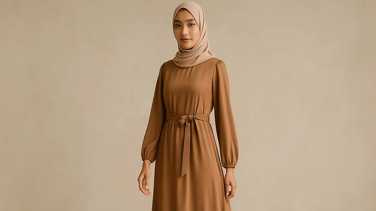 Model Gamis dengan Ikat Pinggang/ Ilustrasi gambar oleh AI