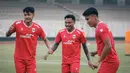 Para pemain tampak serius mengikuti sesi latihan terakhir jelang lawan Mozambik di Lapangan Madya, Senayan, Jakarta, pada Senin (8/6/2026). (Bola.com/Abdul Aziz)
