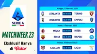 Jadwal Siaran Langsung Liga Italia 2024/2025 Matchweek 23 di Vidio, 1 - 4 Februari 2025