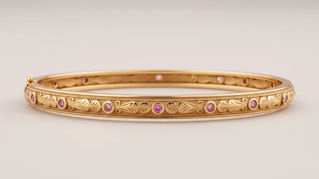 Gelang Bangle Floral dengan Permata Kecil