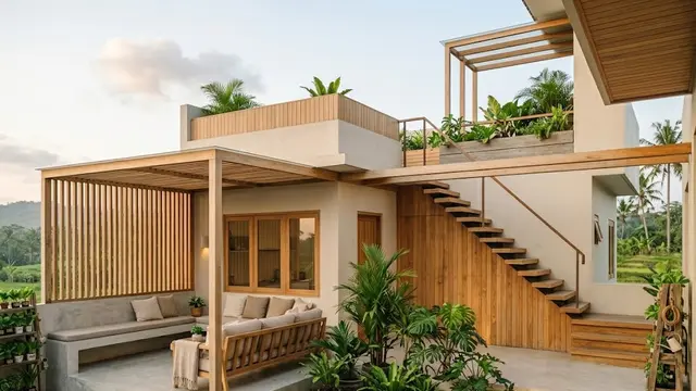 Rumah Desa Japandi dengan Teras Cozy