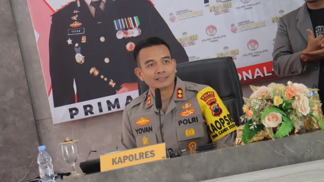 Konferensi pers akhir tahun 2023 di Aula Tribrata Polres Pemalang, Jumat (29/12/2023). (Foto: Liputan6.com/Humas Polres Pemalang)