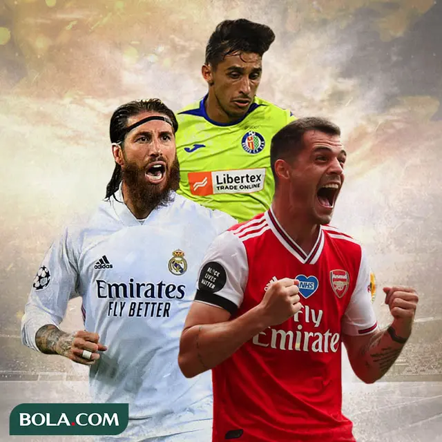 Ilustrasi - Sergio Ramos, Damian Suarez, Granit Xhaka
