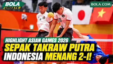 Tim sepak takraw putra Indonesia meraih kemenangan atas Jepang pada nomor Men's Quadrant Grup B Asian Games Aichi-Nagoya 2026.
Indonesia menang 2-1 dengan skor 15-12, 10-15, 15-10. Saksikan highlight pertandingan dan momen kemenangan tim Indonesia.