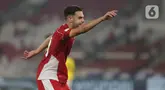 Pemain depan Timnas Indonesia U-23, Jens Raven merayakan golnya ke gawang Brunei Darussalam pada laga Grup A Piala AFF U-23 2025 di Stadion Utama Gelora Bung Karno, Jakarta, Selasa (15/7/2025). (Liputan6.com/Helmi Fithriansyah)