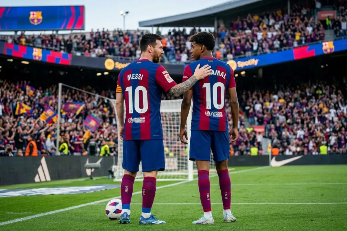 Ilustrasi Lionel Messi, Lamine Yamal