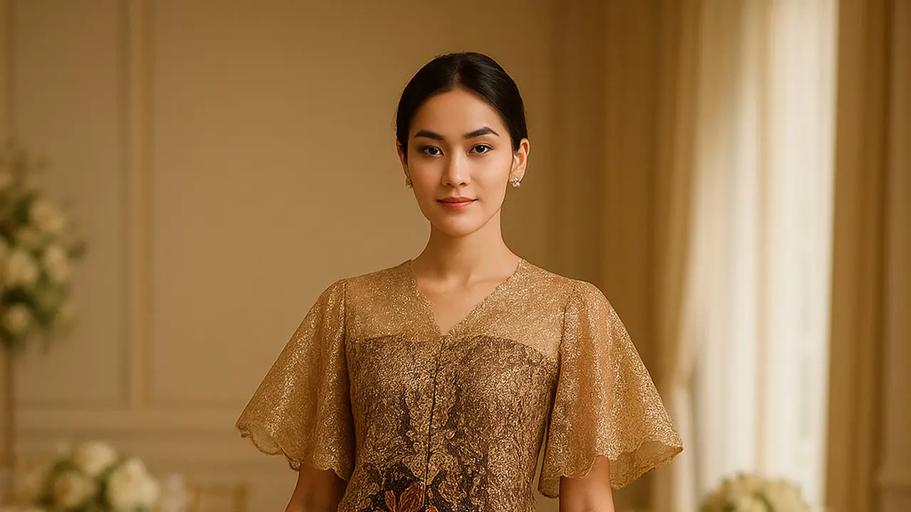 Model Batik Brokat Kombinasi Lengan Kupu Kupu