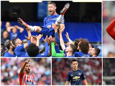 Berikut ini enam pemain yang memutuskan untuk meninggalkan klub yang telah lama dibelanya. Diantaranya adalah Gary Cahill, Diego Godin dan Arjen Robben. (Foto Kolase AP dan AFP)