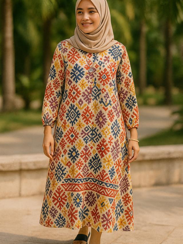 6 Model Gamis Midi untuk Liburan, Cocok untuk Ibu Muda