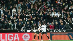Real Madrid harus tertinggal lebih dulu akibat gol Hugo Duro di babak pertama. (AP Photo/Alberto Saiz)