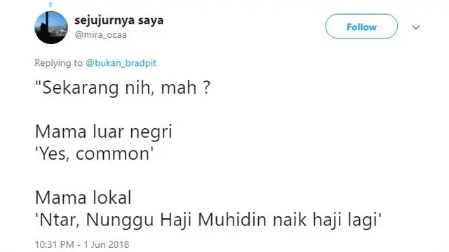Perbandingan antara ibu luar negeri dan ibu lokal dalam menjawab pertanyaan.