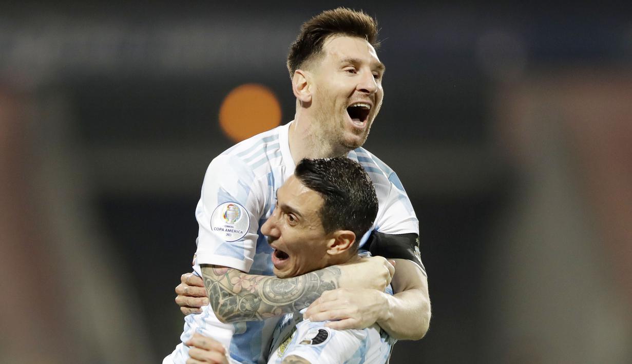 Timnas Argentina akhirnya memastikan satu tempat di semifinal ajang Copa America 2021 usai membungkam Ekuador. (Foto:AP/Andre Penner)