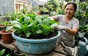 Cara Menanam Sawi di Baskom Bekas Tumbuh Subur, Solusi Panen Sayur Segar di Rumah