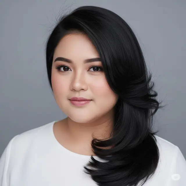 Model Rambut Layer Panjang Ala Korea untuk Wajah Bulat. Foto: Gemini