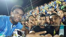 Striker anyar Penang FA, Osas Saha berhasil mencetak gol dalam laga debutnya bersama tim asuhan Jacksen F. Tiago saat mengalahkan Pahang FA 4-1 di City Stadium, George Town, Selasa (16/2/2016). (Facebook)   